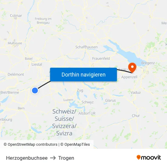 Herzogenbuchsee to Trogen map