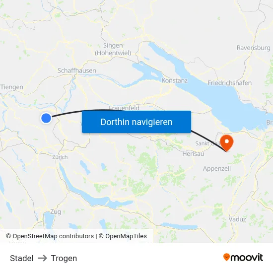 Stadel to Trogen map