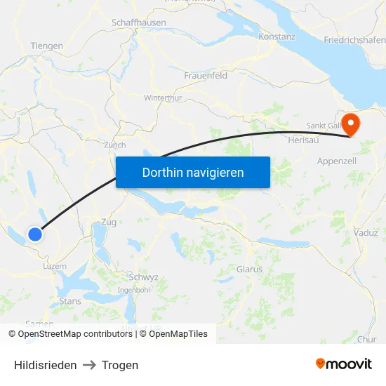 Hildisrieden to Trogen map