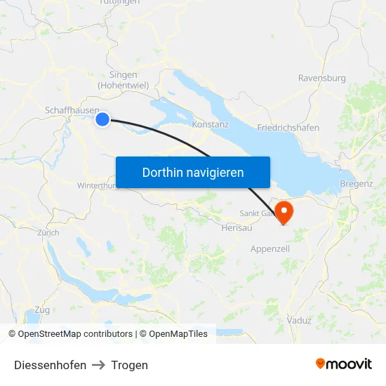 Diessenhofen to Trogen map