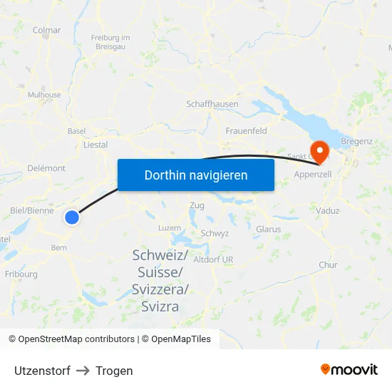 Utzenstorf to Trogen map