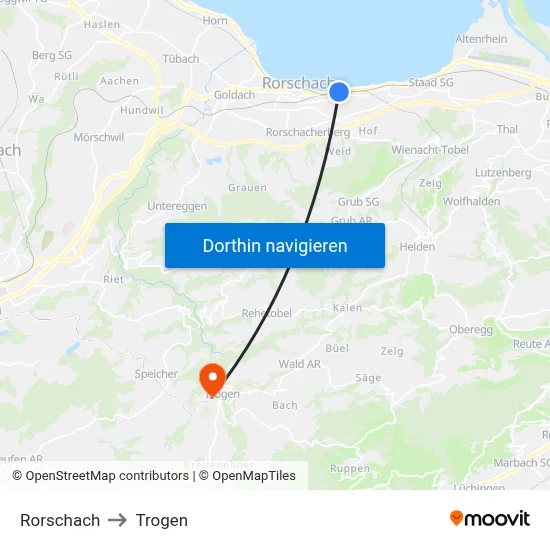 Rorschach to Trogen map