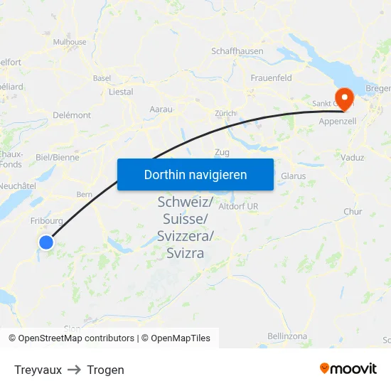 Treyvaux to Trogen map