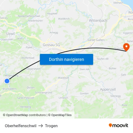 Oberhelfenschwil to Trogen map