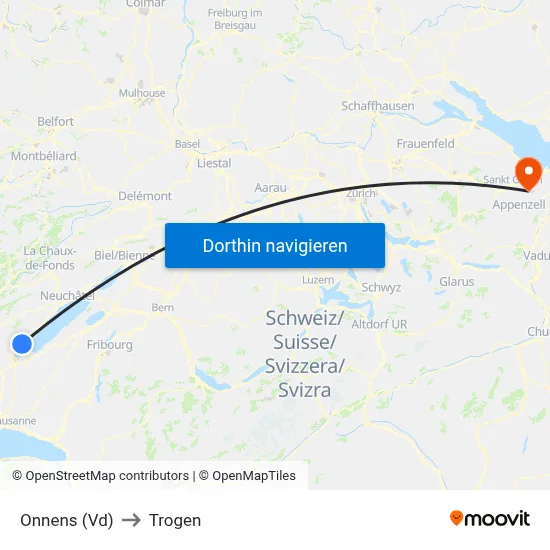 Onnens (Vd) to Trogen map