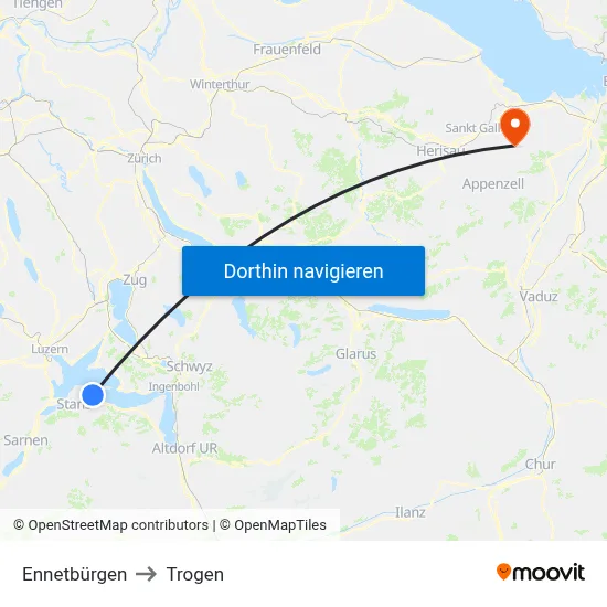 Ennetbürgen to Trogen map