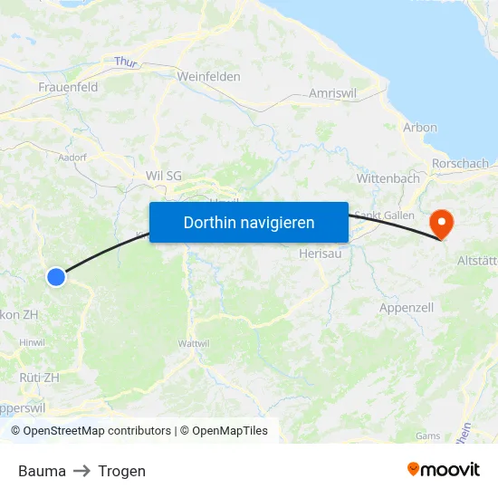 Bauma to Trogen map