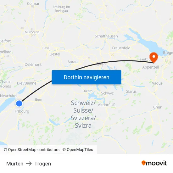 Murten to Trogen map