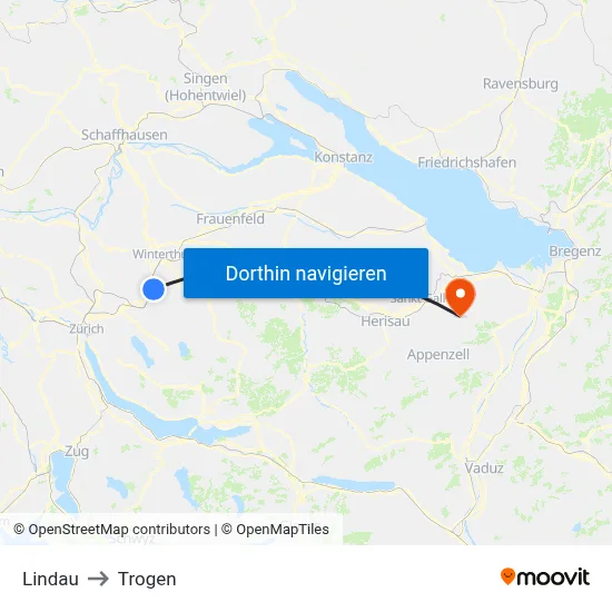 Lindau to Trogen map