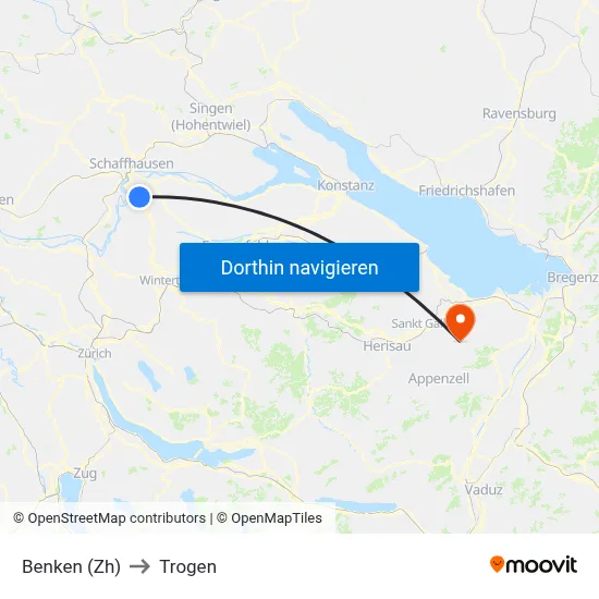 Benken (Zh) to Trogen map