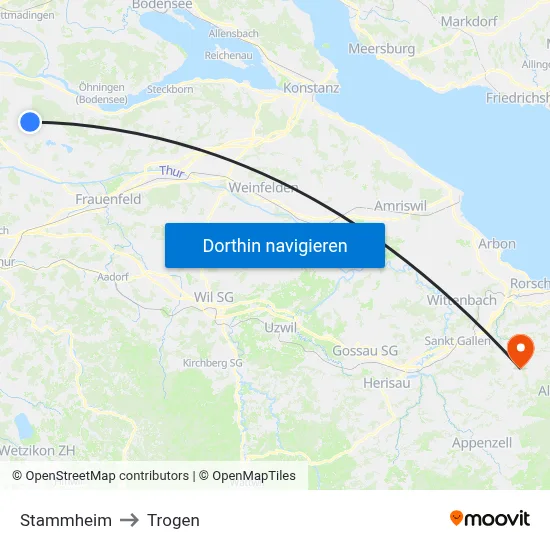 Stammheim to Trogen map