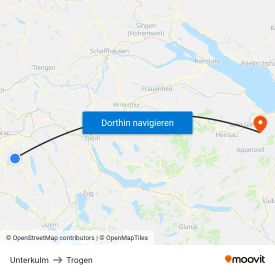 Unterkulm to Trogen map
