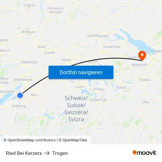 Ried Bei Kerzers to Trogen map
