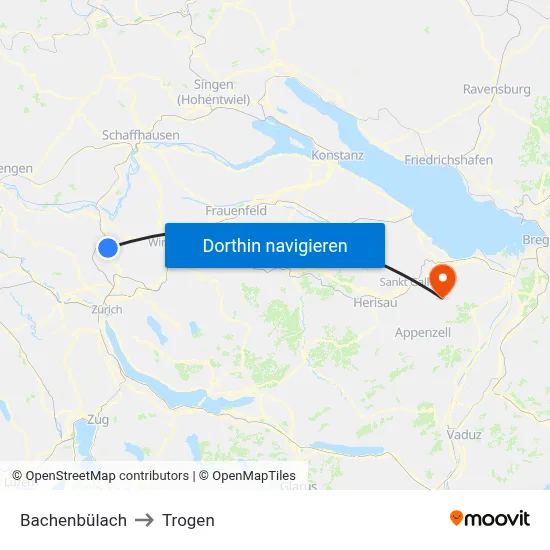 Bachenbülach to Trogen map
