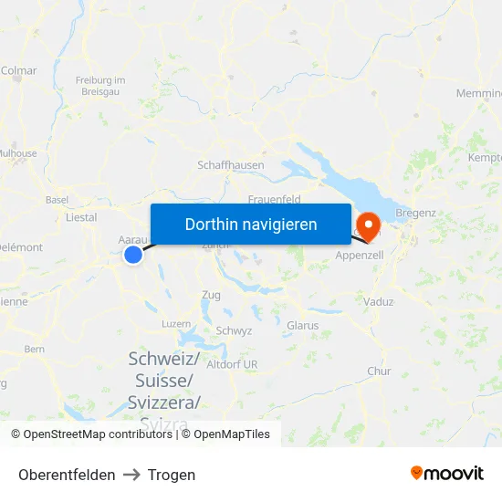 Oberentfelden to Trogen map