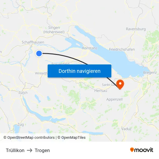 Trüllikon to Trogen map
