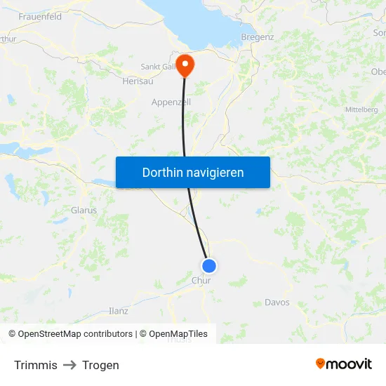 Trimmis to Trogen map