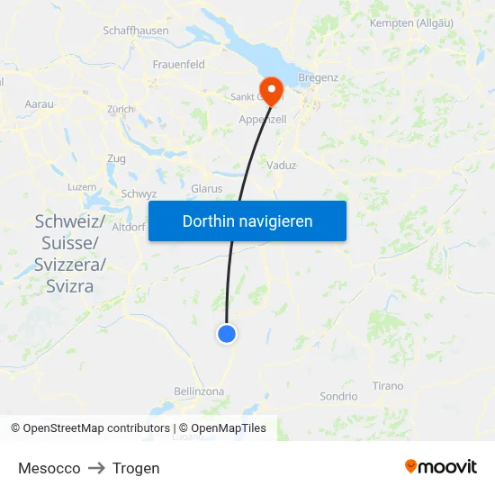 Mesocco to Trogen map