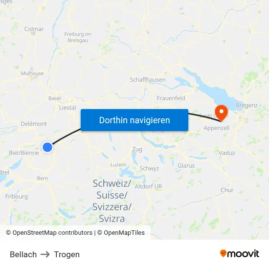Bellach to Trogen map