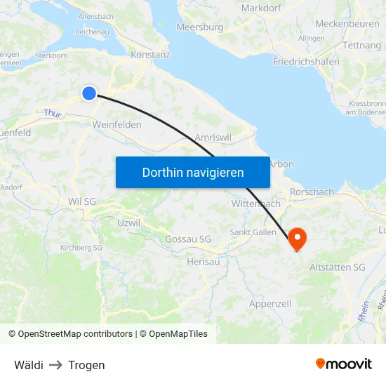 Wäldi to Trogen map