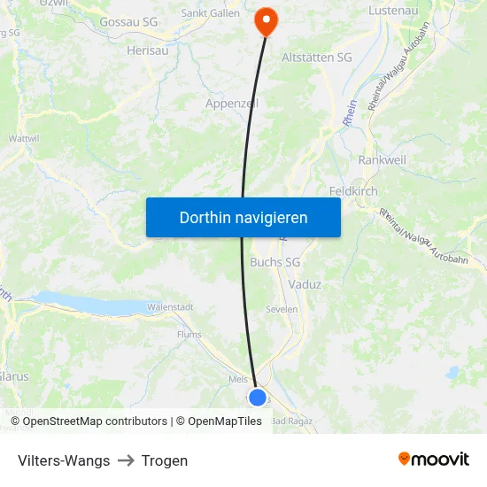 Vilters-Wangs to Trogen map