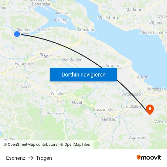 Eschenz to Trogen map