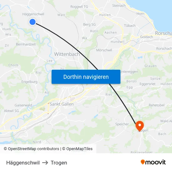 Häggenschwil to Trogen map