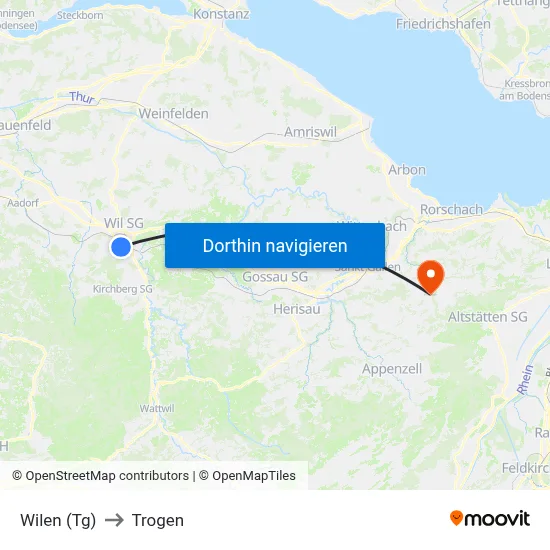 Wilen (Tg) to Trogen map