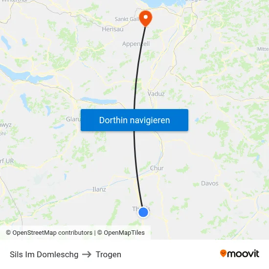 Sils Im Domleschg to Trogen map