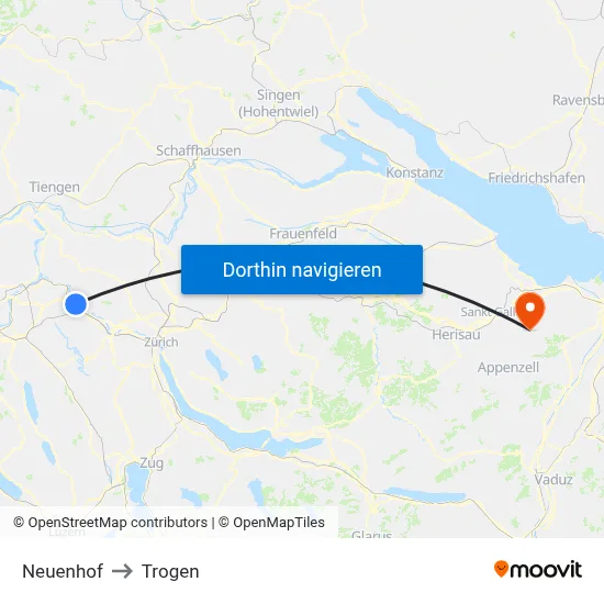 Neuenhof to Trogen map