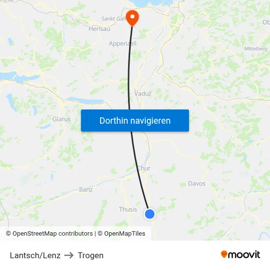 Lantsch/Lenz to Trogen map