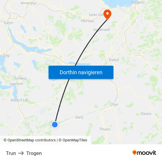 Trun to Trogen map