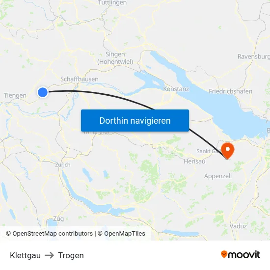 Klettgau to Trogen map