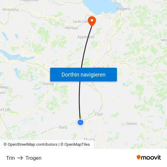 Trin to Trogen map