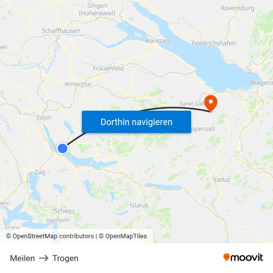 Meilen to Trogen map