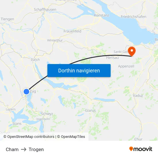 Cham to Trogen map