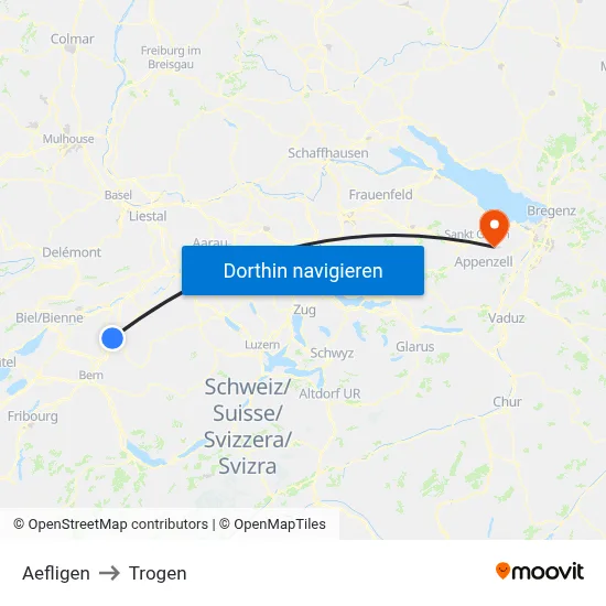 Aefligen to Trogen map