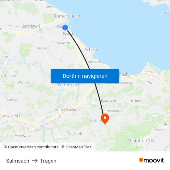 Salmsach to Trogen map
