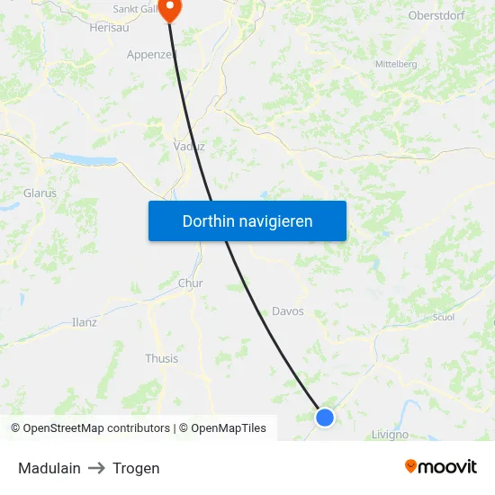 Madulain to Trogen map
