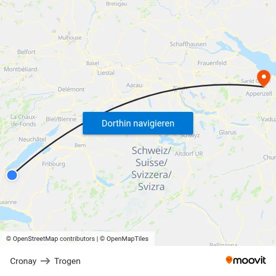 Cronay to Trogen map