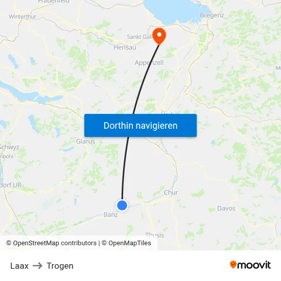 Laax to Trogen map