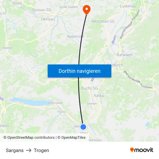 Sargans to Trogen map