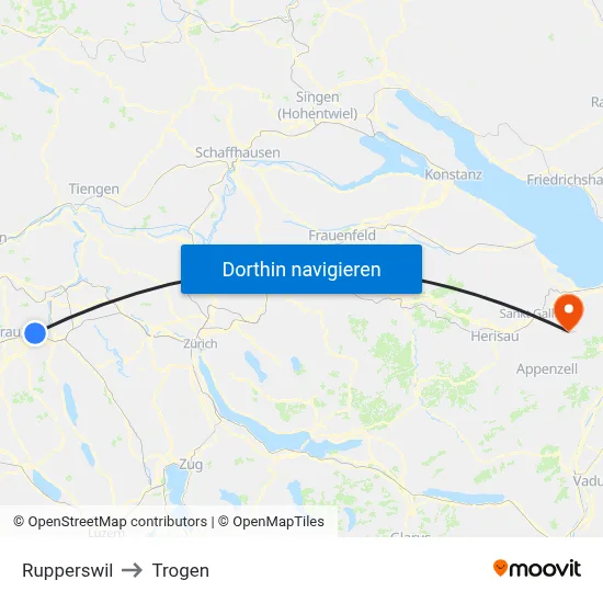 Rupperswil to Trogen map
