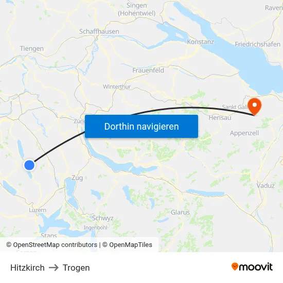Hitzkirch to Trogen map