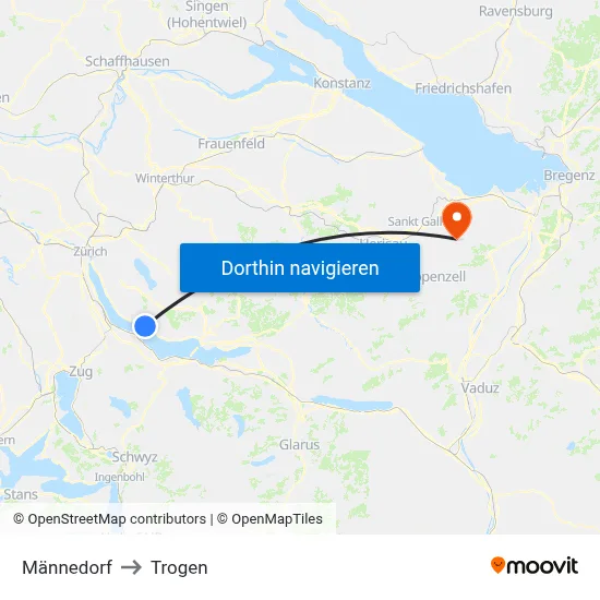 Männedorf to Trogen map