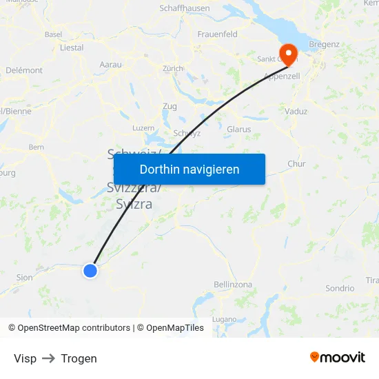 Visp to Trogen map
