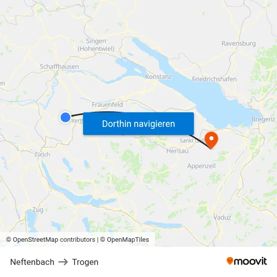 Neftenbach to Trogen map