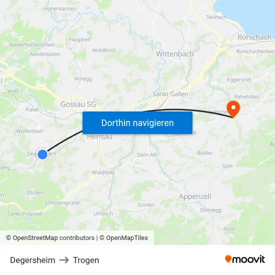 Degersheim to Trogen map