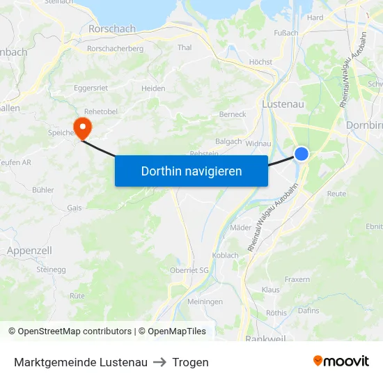Marktgemeinde Lustenau to Trogen map
