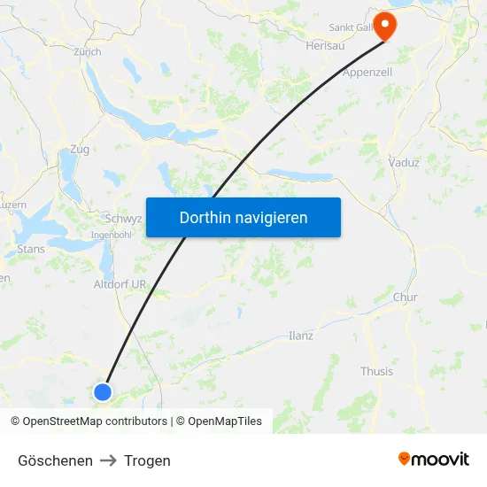 Göschenen to Trogen map